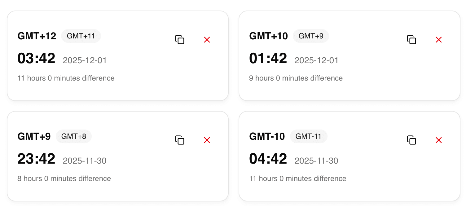Конвертер часовых поясов